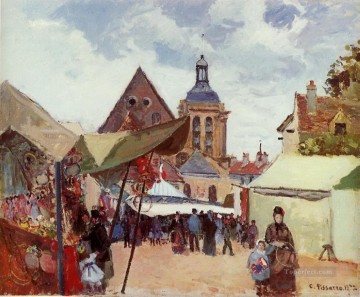  fiesta Pintura - Fiesta de septiembre de Pontoise 1872 Camille Pissarro